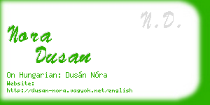 nora dusan business card